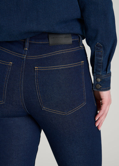Chloe High Rise Flare Jeans for Tall Women in Deep Indigo Wash