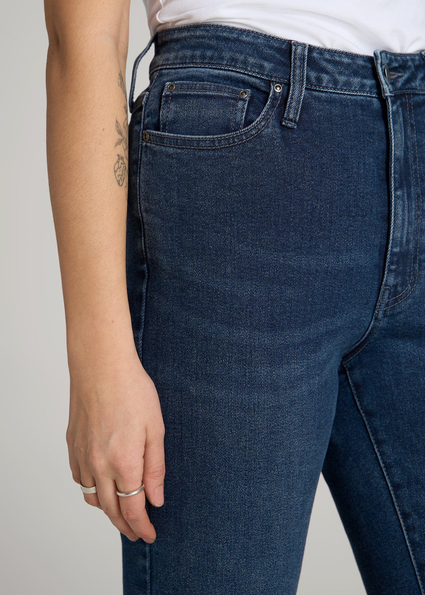 Chloe High Rise Flare Jeans for Tall Women in Faded Dark Indigo