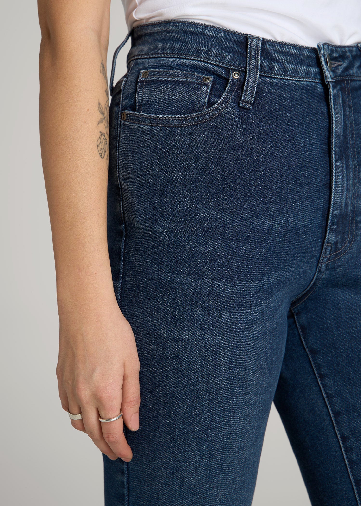Chloe High Rise Flare Jeans for Tall Women in Faded Dark Indigo
