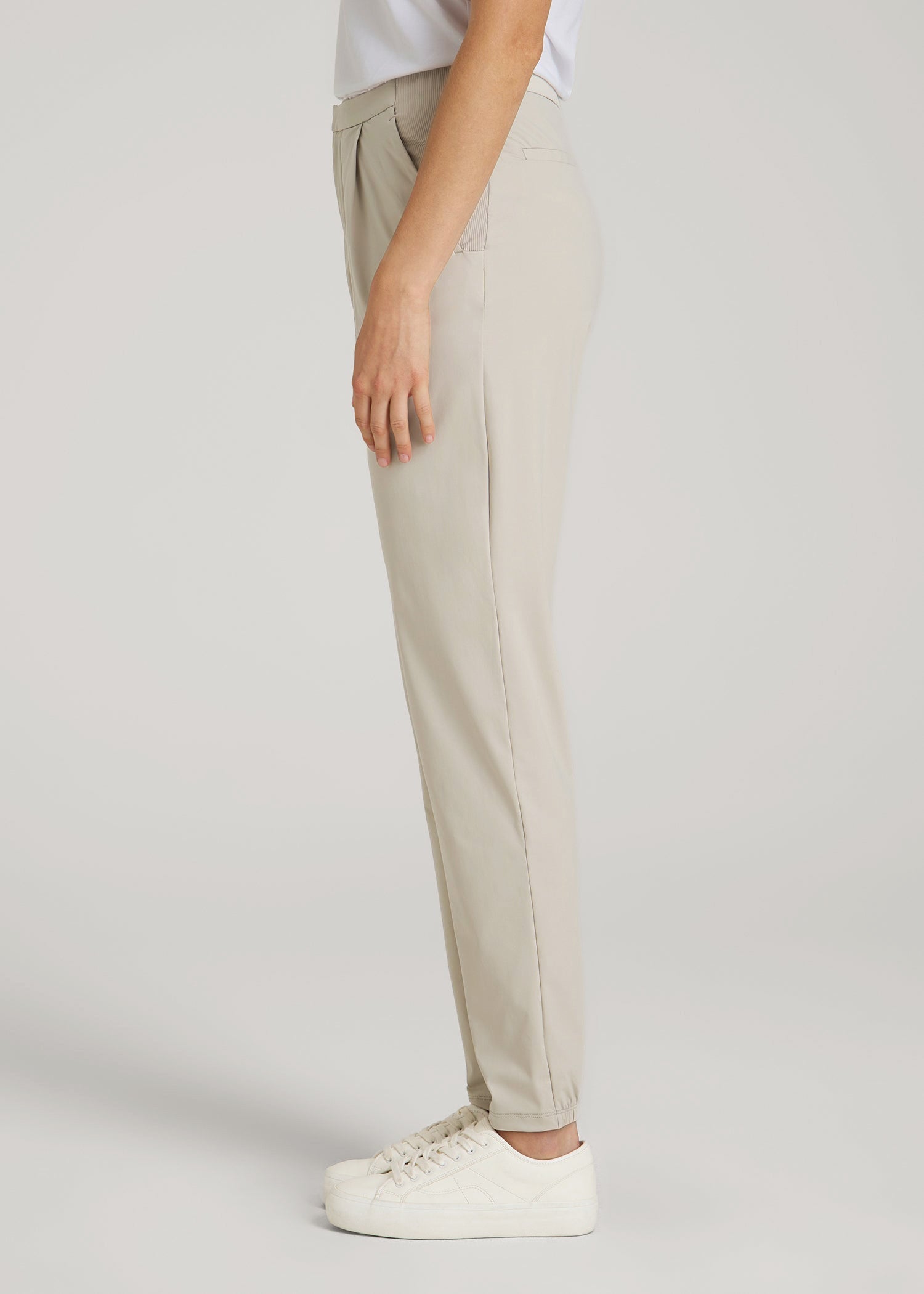 Commuter Pleated Jogger Pant for Tall Women in Stone