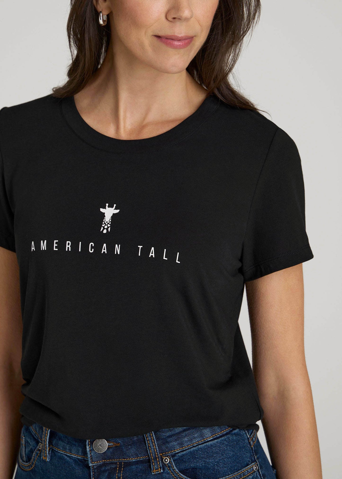 Logo Tee for Tall Women in Black