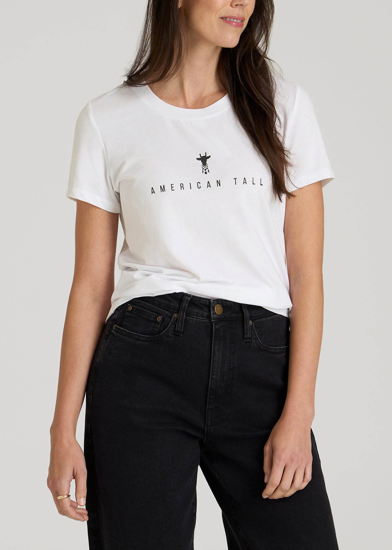 Logo Tee for Tall Women in White