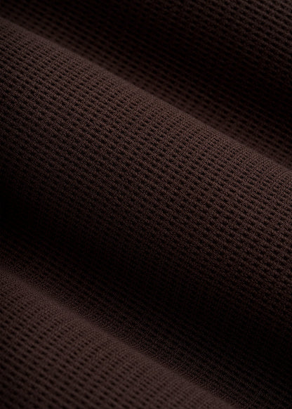 Cropped Long Sleeve Waffle Top for Tall Women in Espresso
