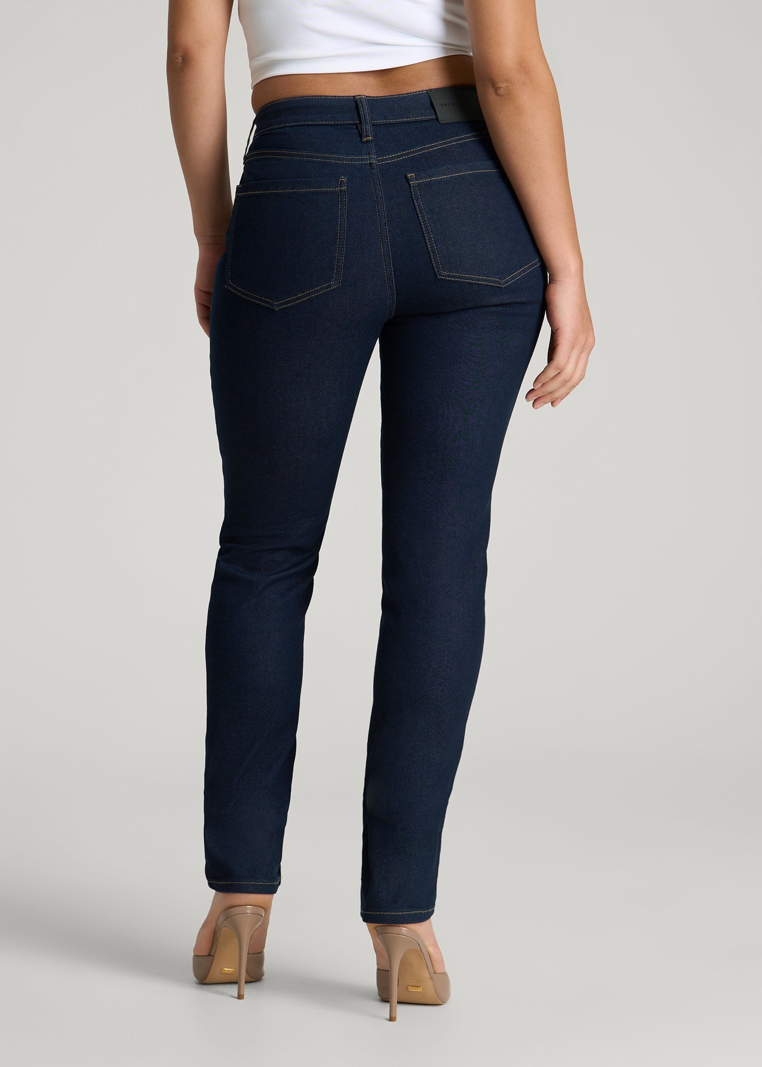 Curve High Rise Skinny Leg Jeans for Tall Women in Deep Indigo Wash