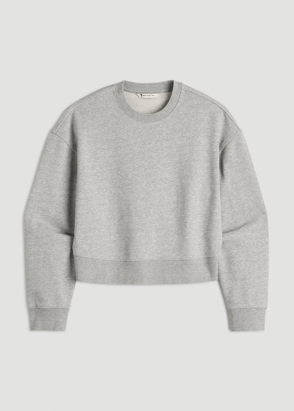 Everyday Terry Cropped Crew for Tall Women in Grey Mix