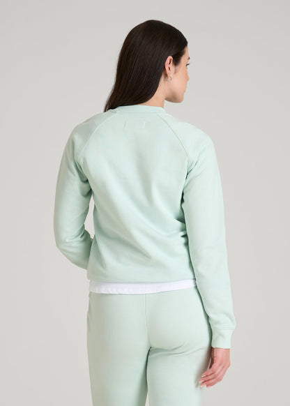 French Terry Crewneck Sweatshirt for Tall Women in Opal Blue