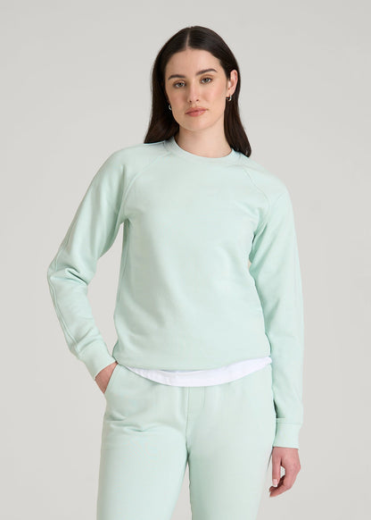 French Terry Crewneck Sweatshirt for Tall Women in Opal Blue
