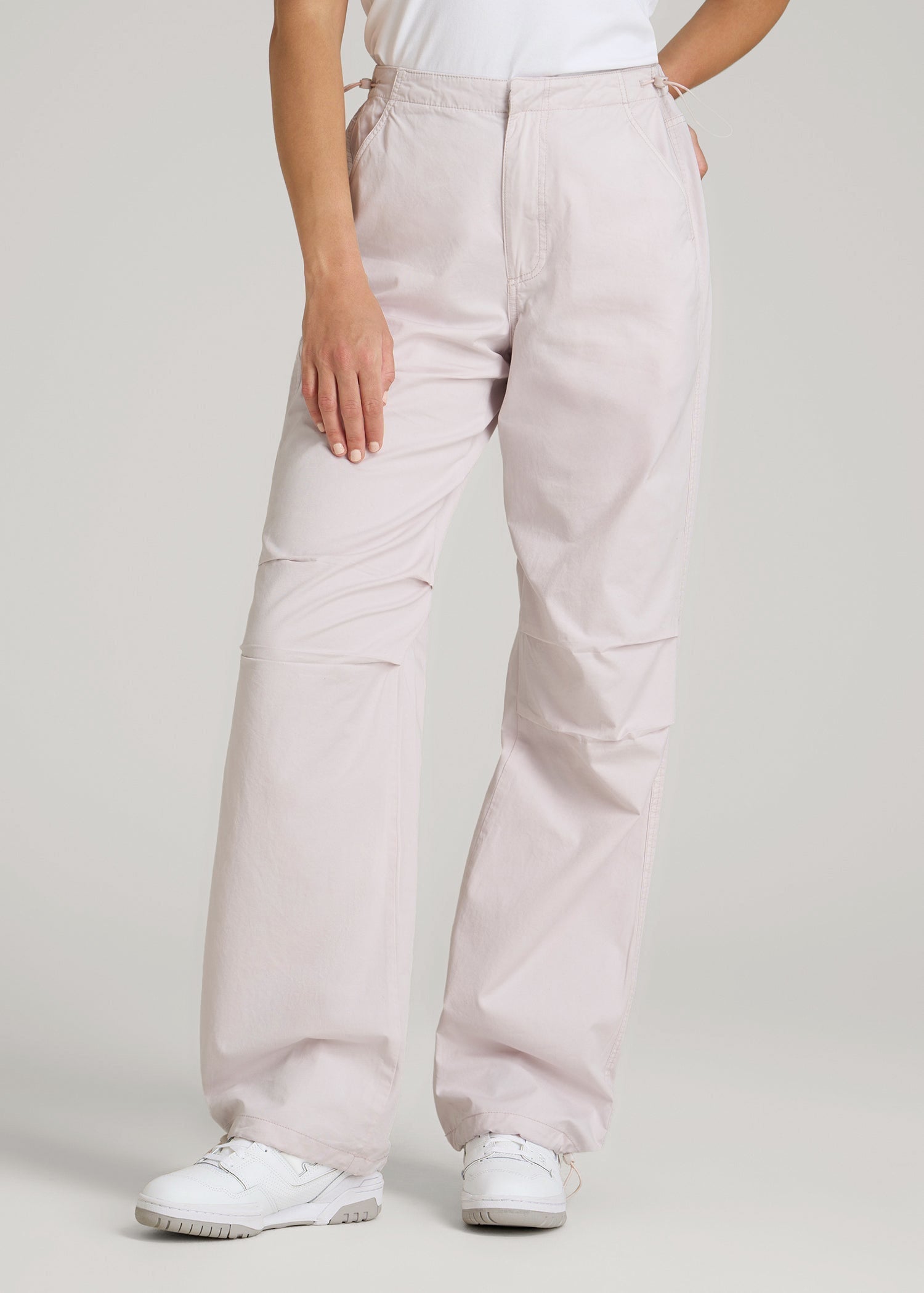 Garment Dyed Parachute Chino Pants for Tall Women in Grey Lilac