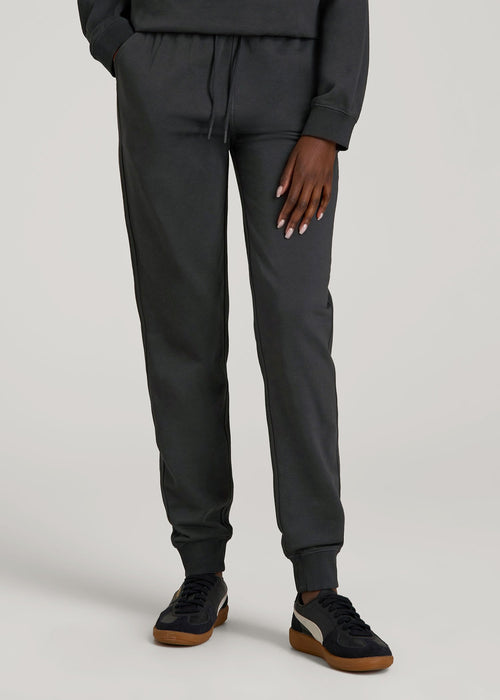 Garment Dyed Joggers for Tall Women in Washed Black