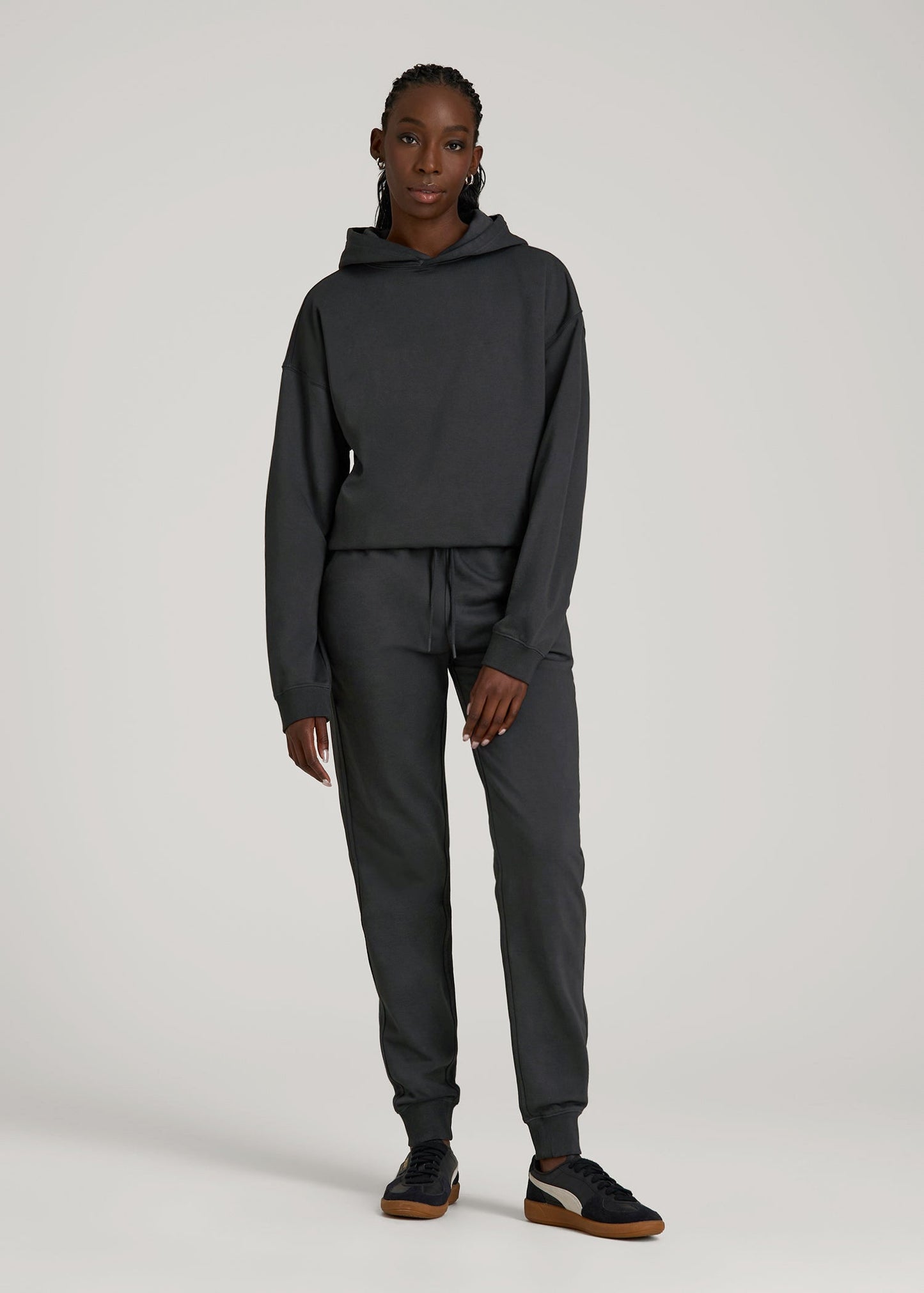 Garment Dyed Joggers for Tall Women in Washed Black