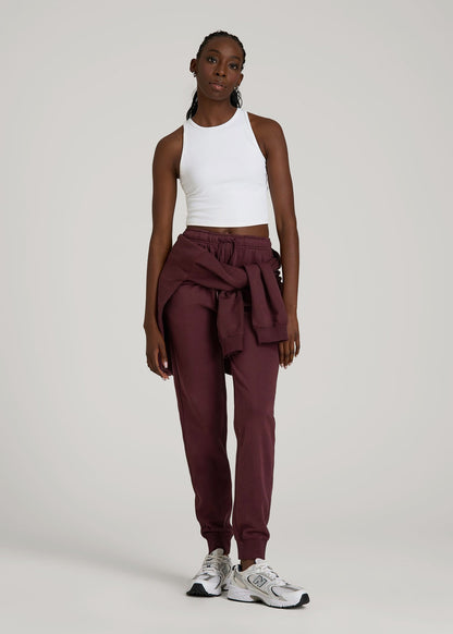 Garment Dyed Joggers for Tall Women in Washed Tawny Port