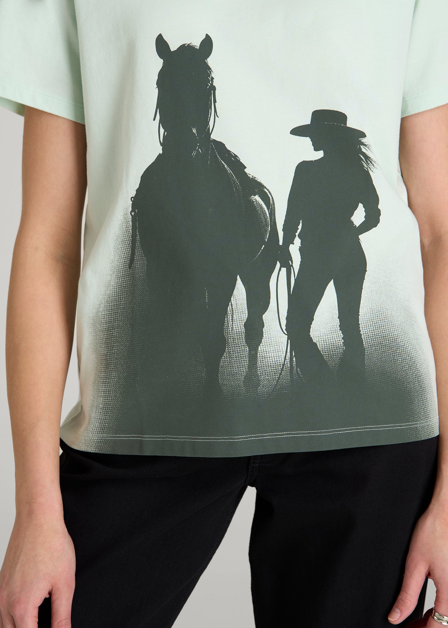 Equestrian Graphic Tee for Tall Women in Blue