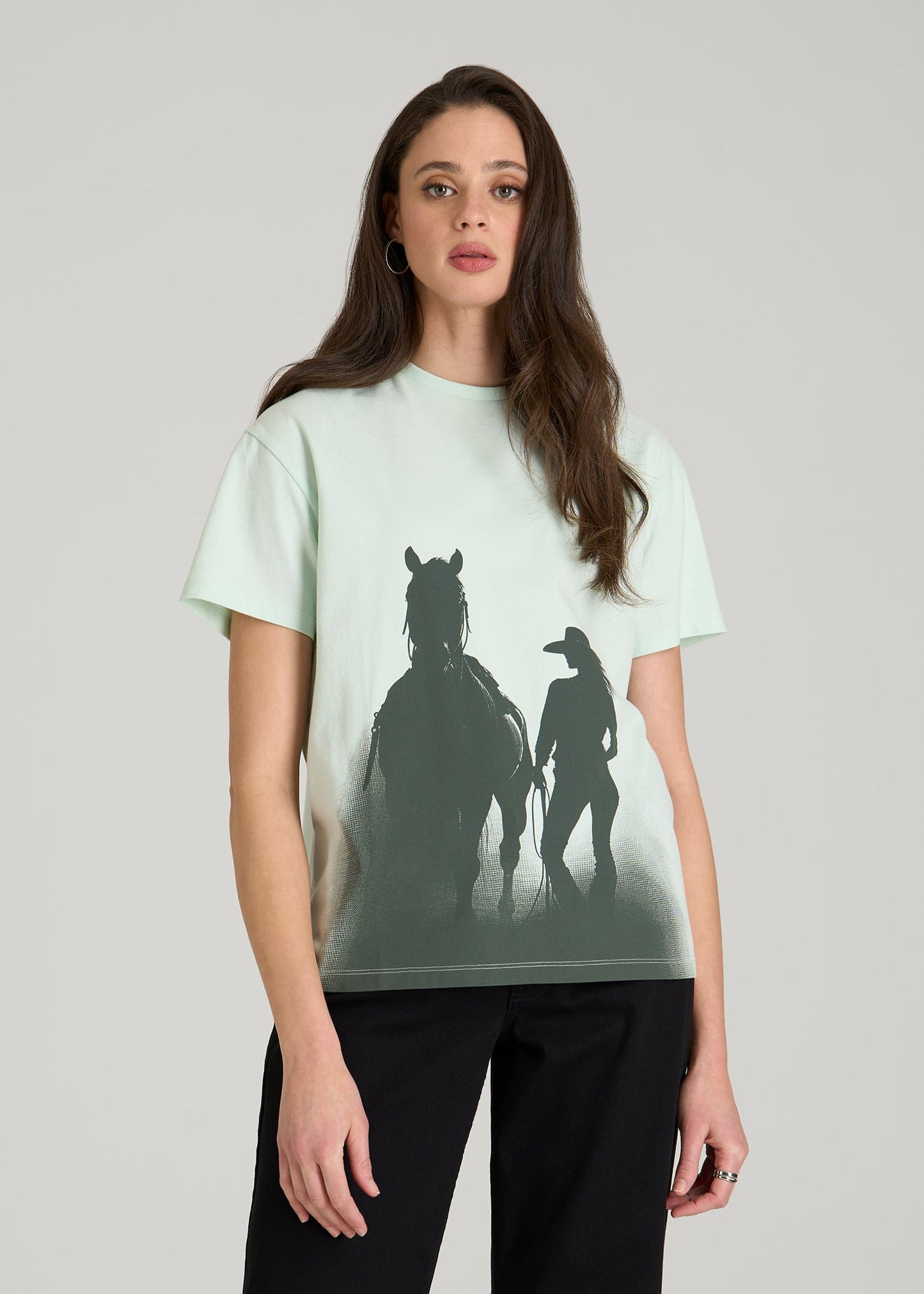 Equestrian Graphic Tee for Tall Women in Blue