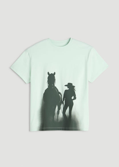 Equestrian Graphic Tee for Tall Women in Blue