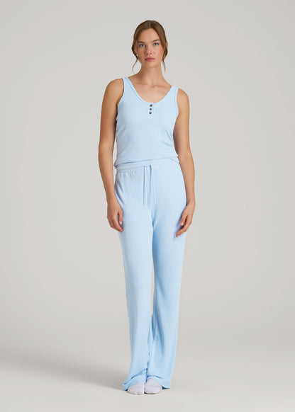 Waffle Tank Top for Tall Women in Ice Blue
