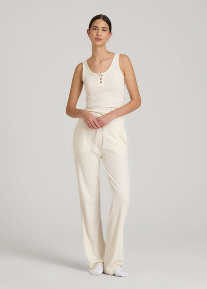 Waffle Tank Top for Tall Women in White Alyssum