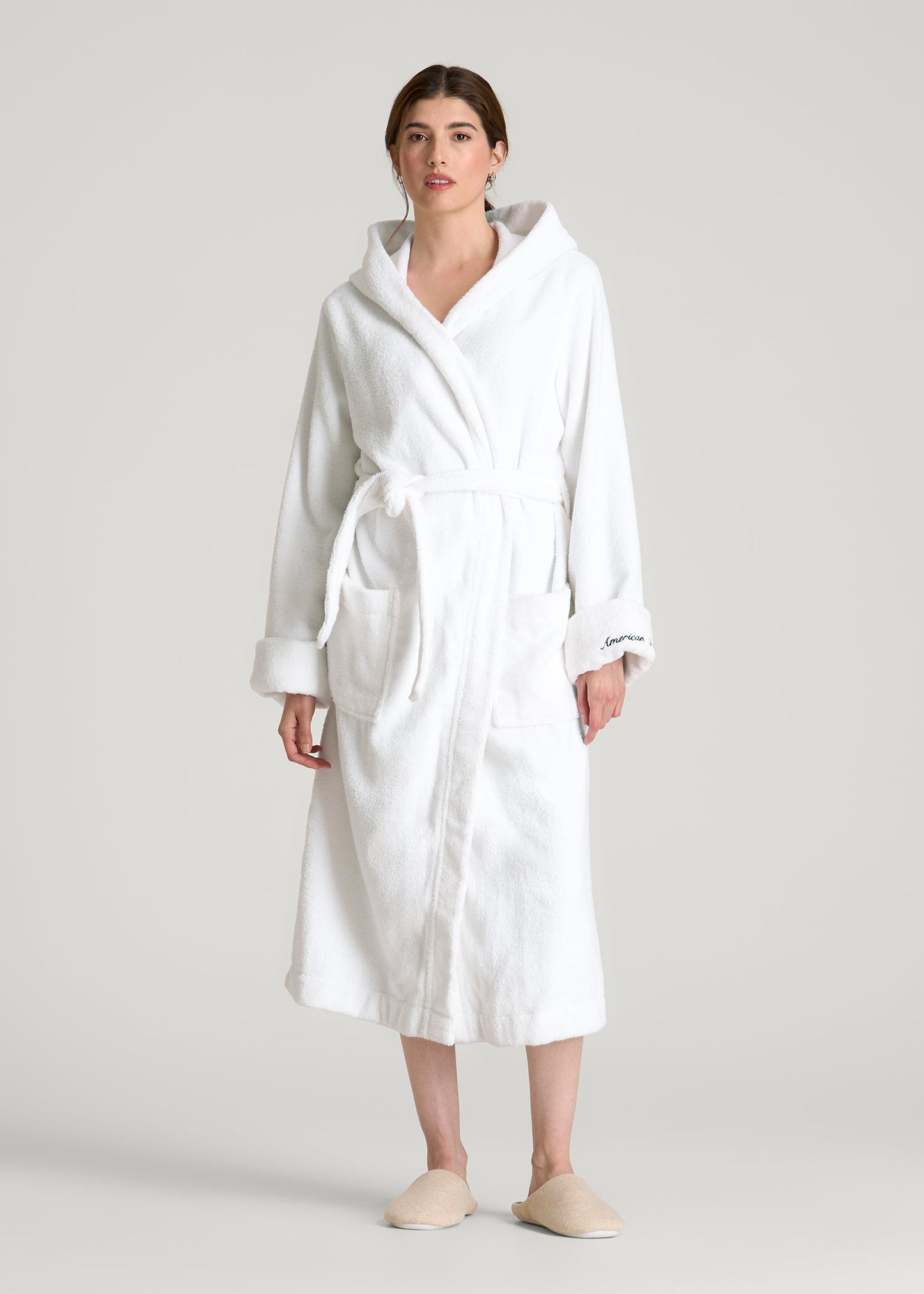 Luxe Zero Twist Cotton Hotel Robe for Tall Women in White