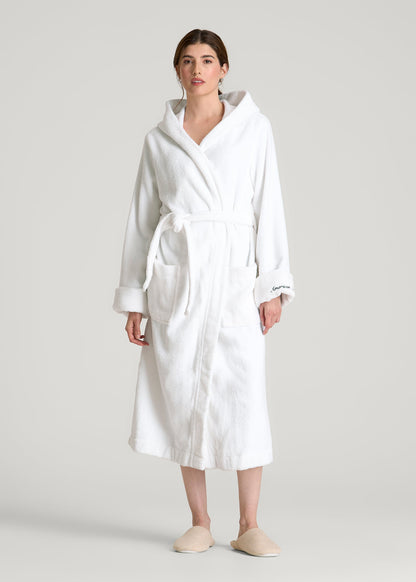 Luxe Zero Twist Cotton Hotel Robe for Tall Women in White