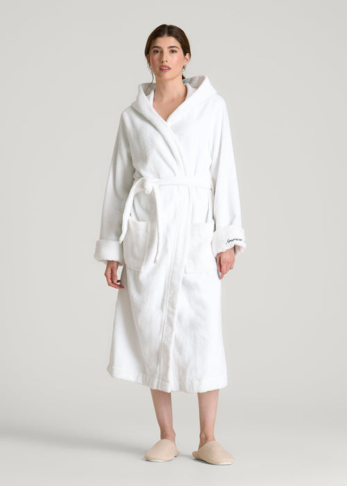 Luxe Zero Twist Cotton Hotel Robe for Tall Women in White