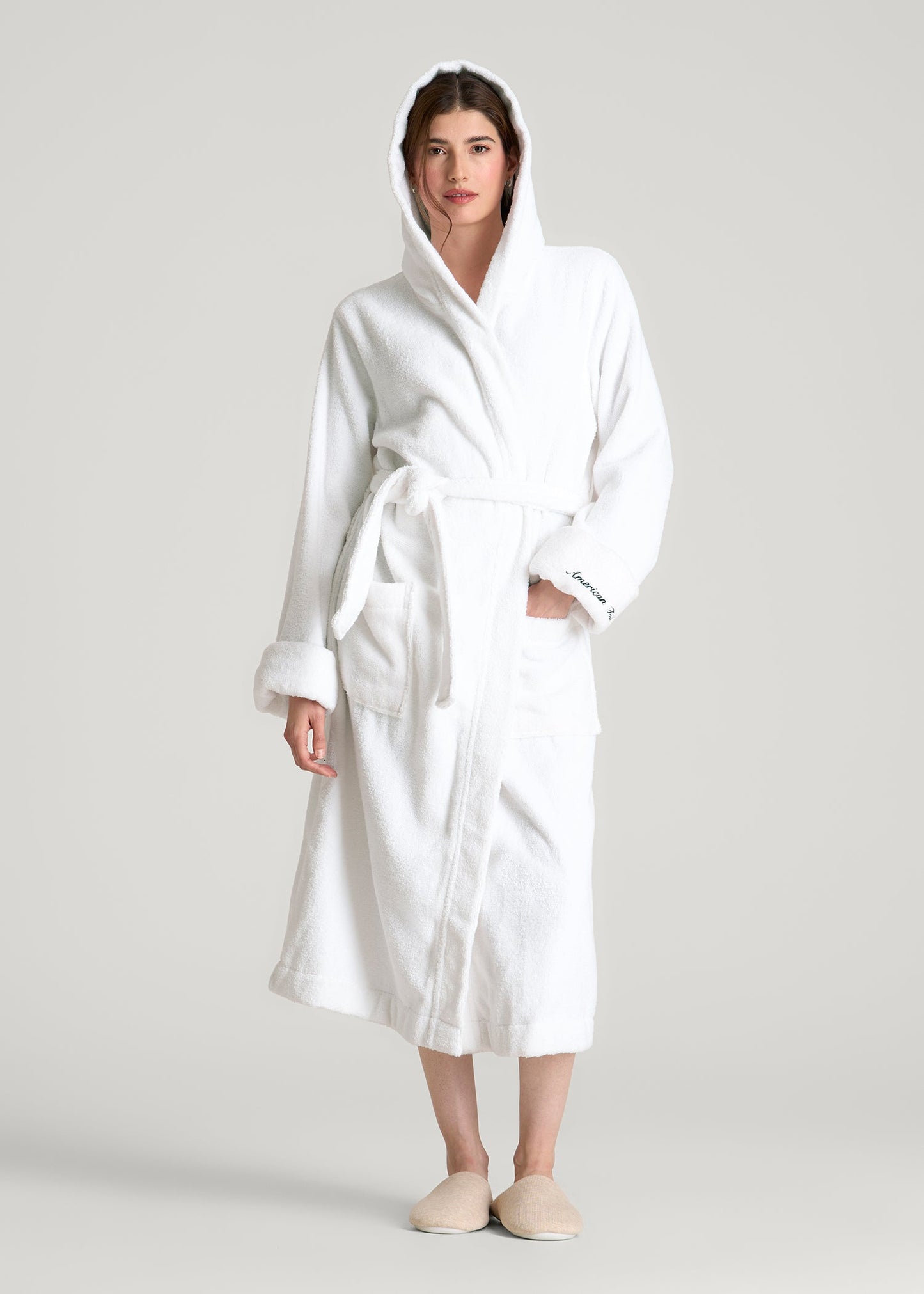 Luxe Zero Twist Cotton Hotel Robe for Tall Women in White