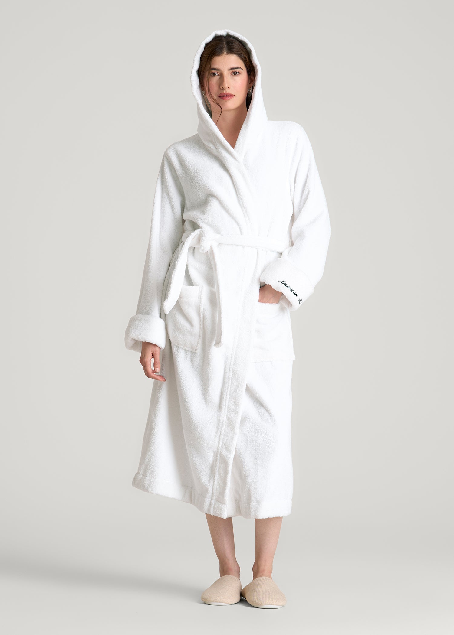 Luxe Zero Twist Cotton Hotel Robe for Tall Women in White