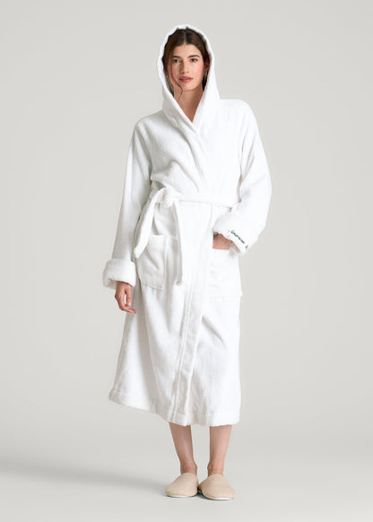 Luxe Zero Twist Cotton Hotel Robe for Tall Women in White