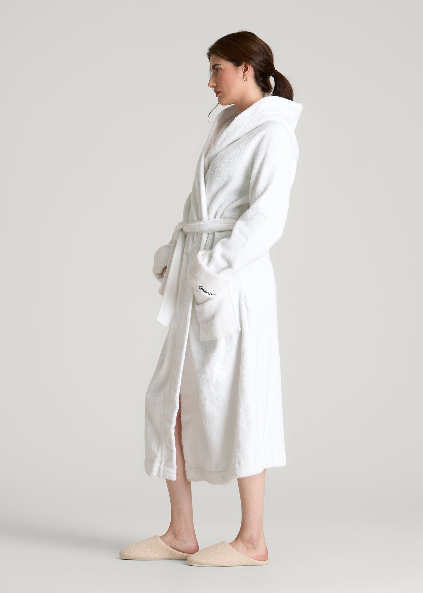 Luxe Zero Twist Cotton Hotel Robe for Tall Women in White