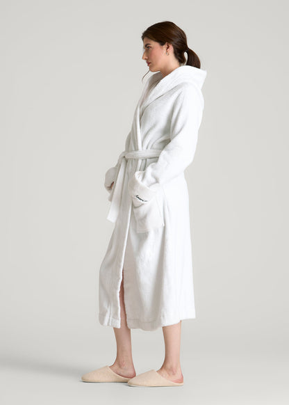 Luxe Zero Twist Cotton Hotel Robe for Tall Women in White