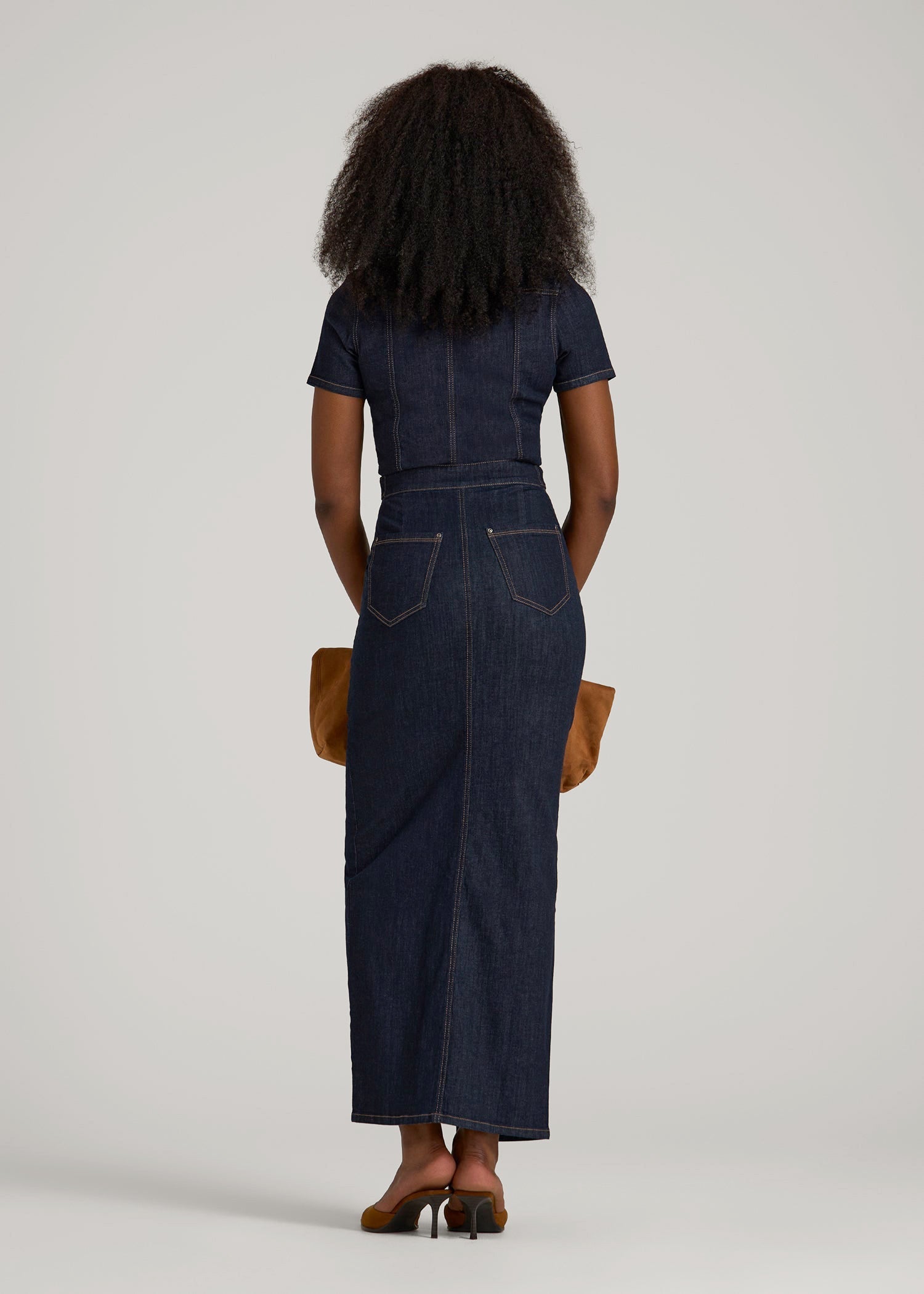 Maxi Denim Dress for Tall Women in Rinse Wash