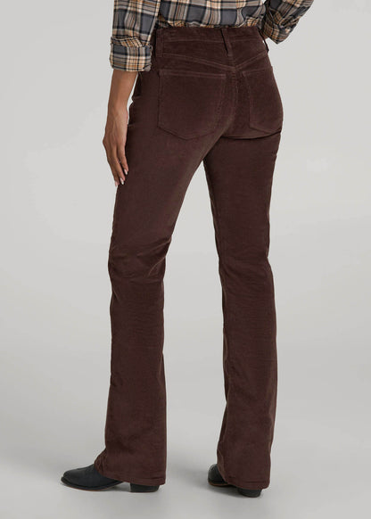 Mid-Rise Mini Bootcut Corduroy Pants for Tall Women in Espresso