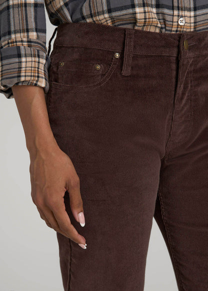 Mid-Rise Mini Bootcut Corduroy Pants for Tall Women in Espresso