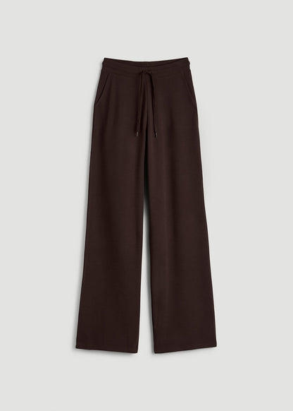 Mid Rise Waffle Wide Leg Pant for Tall Women in Espresso
