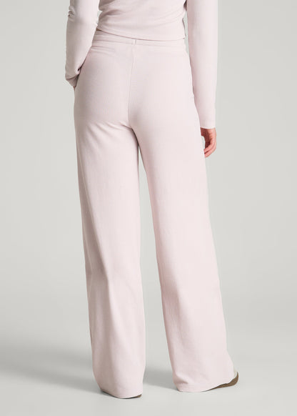 Mid Rise Waffle Wide Leg Pant for Tall Women in Grey Lilac