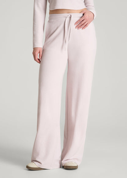 Mid Rise Waffle Wide Leg Pant for Tall Women in Grey Lilac