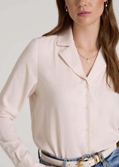 Notch Collar Blouse for Tall Women in Shell