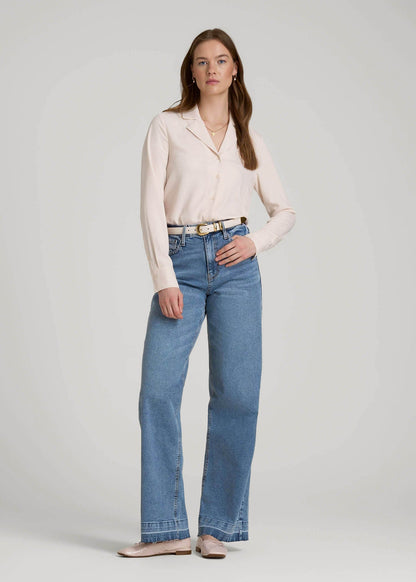 Notch Collar Blouse for Tall Women in Shell