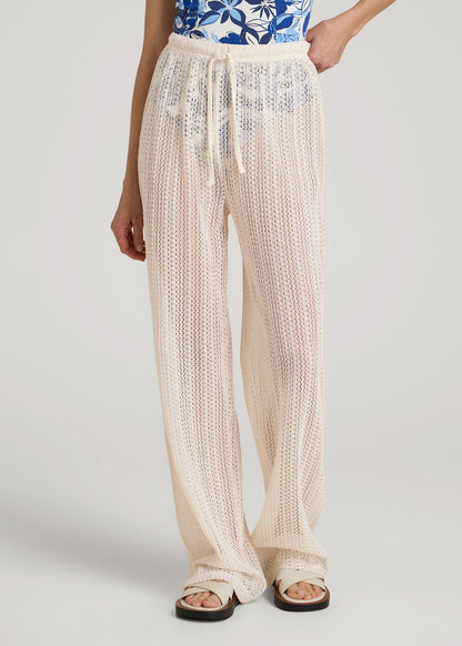 Openwork Knit Pants for Tall Women in Natural