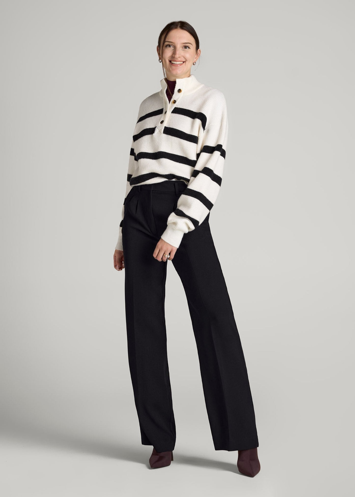 Pleated WIDE Leg Dress Pants for Tall Women in Black