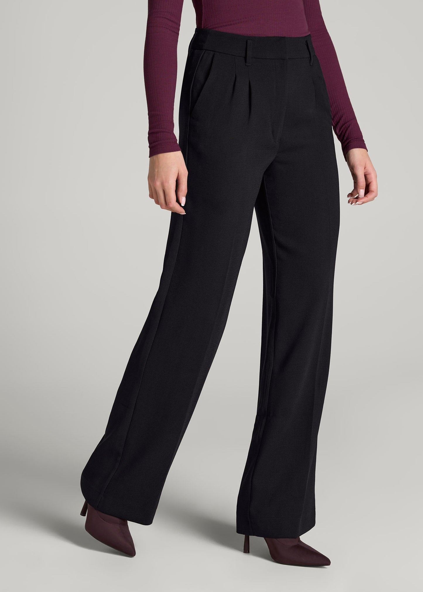 Pleated WIDE Leg Dress Pants for Tall Women in Black