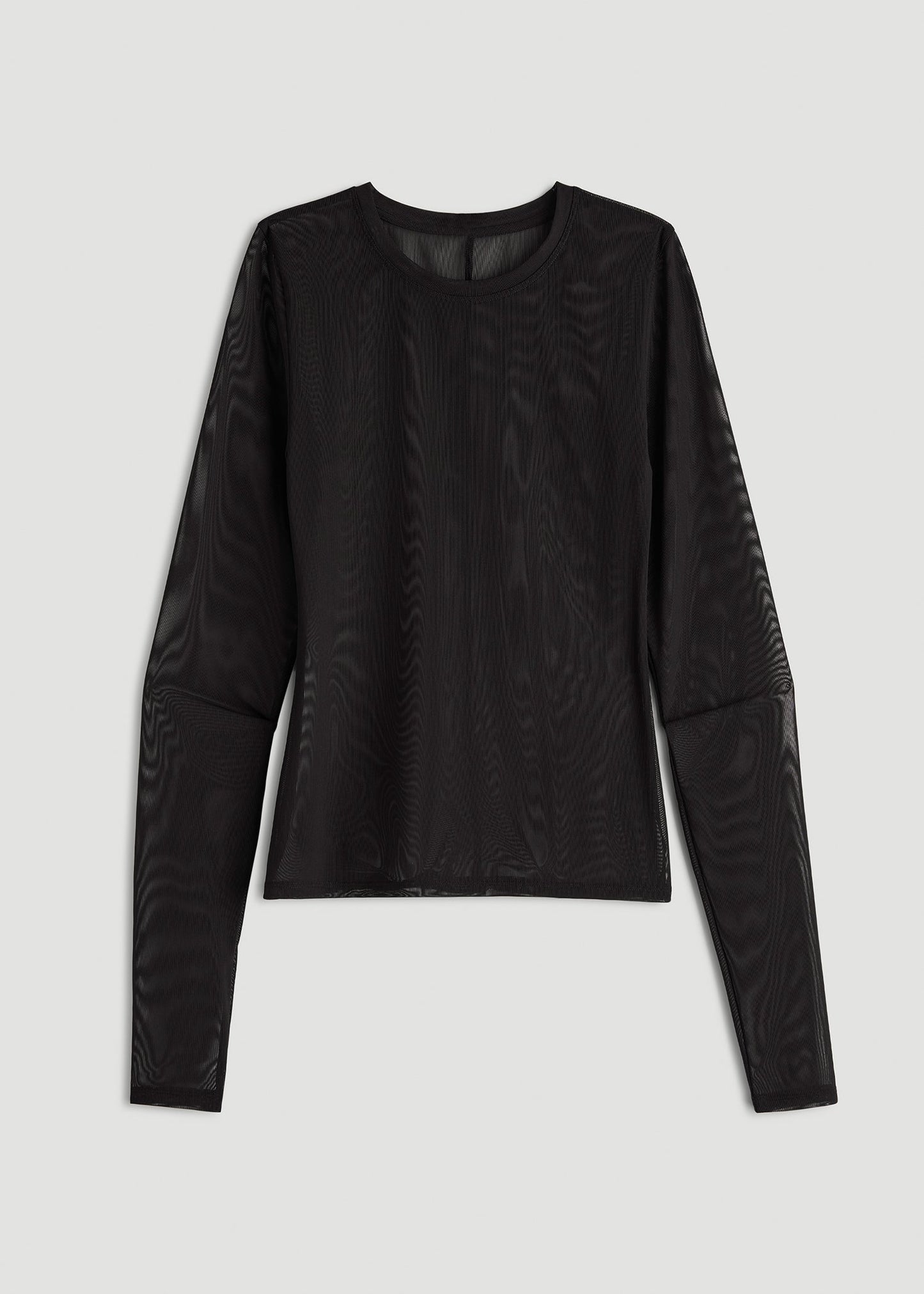 Power Mesh Fitted Long Sleeve Top for Tall Women in Deep Black