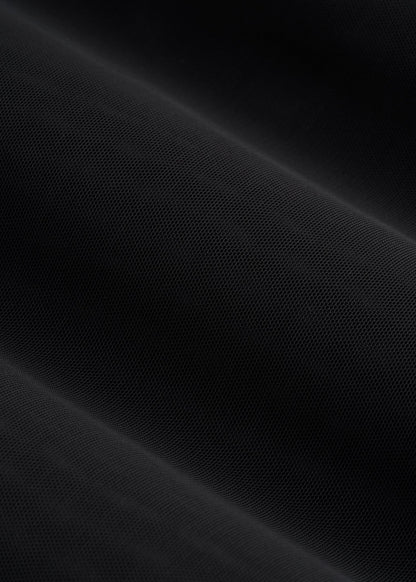 Power Mesh Wide-Leg Pants for Tall Women in Deep Black