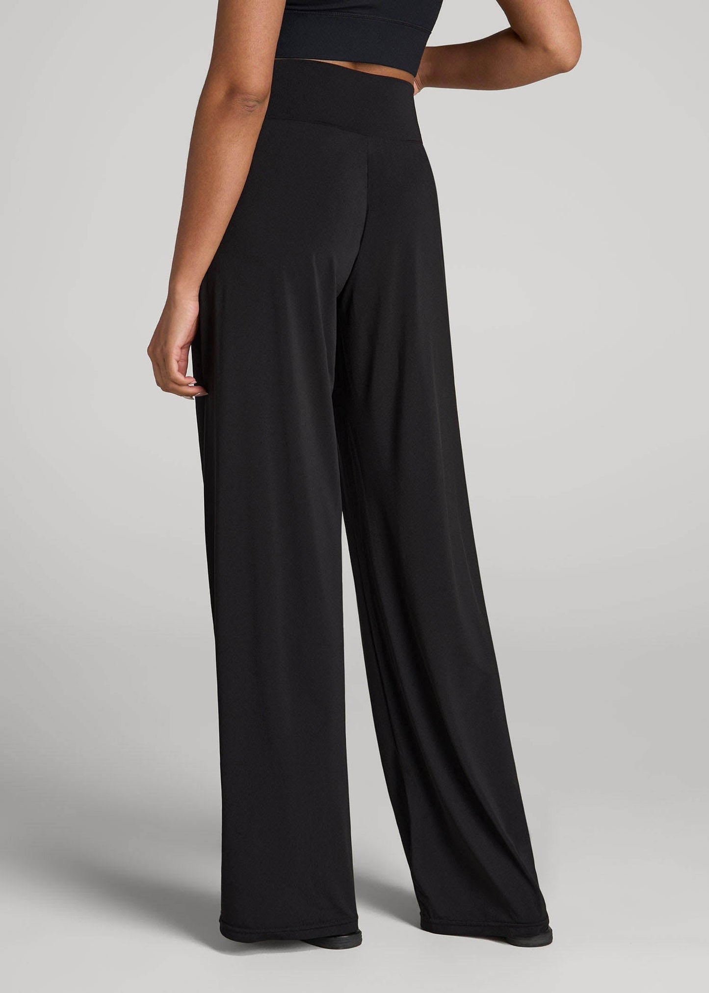 Pull-On Breezy Wide Leg Pants for Tall Women in Black