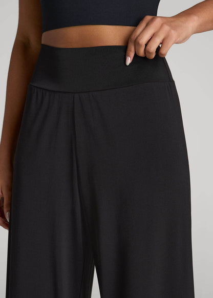 Pull-On Breezy Wide Leg Pants for Tall Women in Black