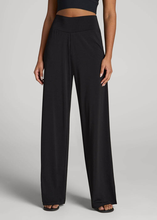 Pull-On Breezy Wide Leg Pants for Tall Women in Black