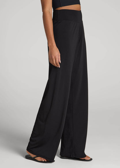 Pull-On Breezy Wide Leg Pants for Tall Women in Black