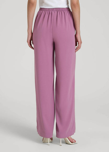 Pull-On Crepe Ultra Wide Pants for Tall Women in Argyle Purple