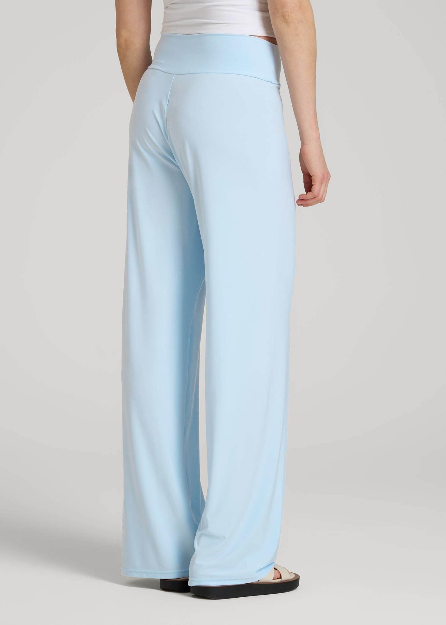 Pull-On Breezy Wide Leg Pants for Tall Women in Ice Blue