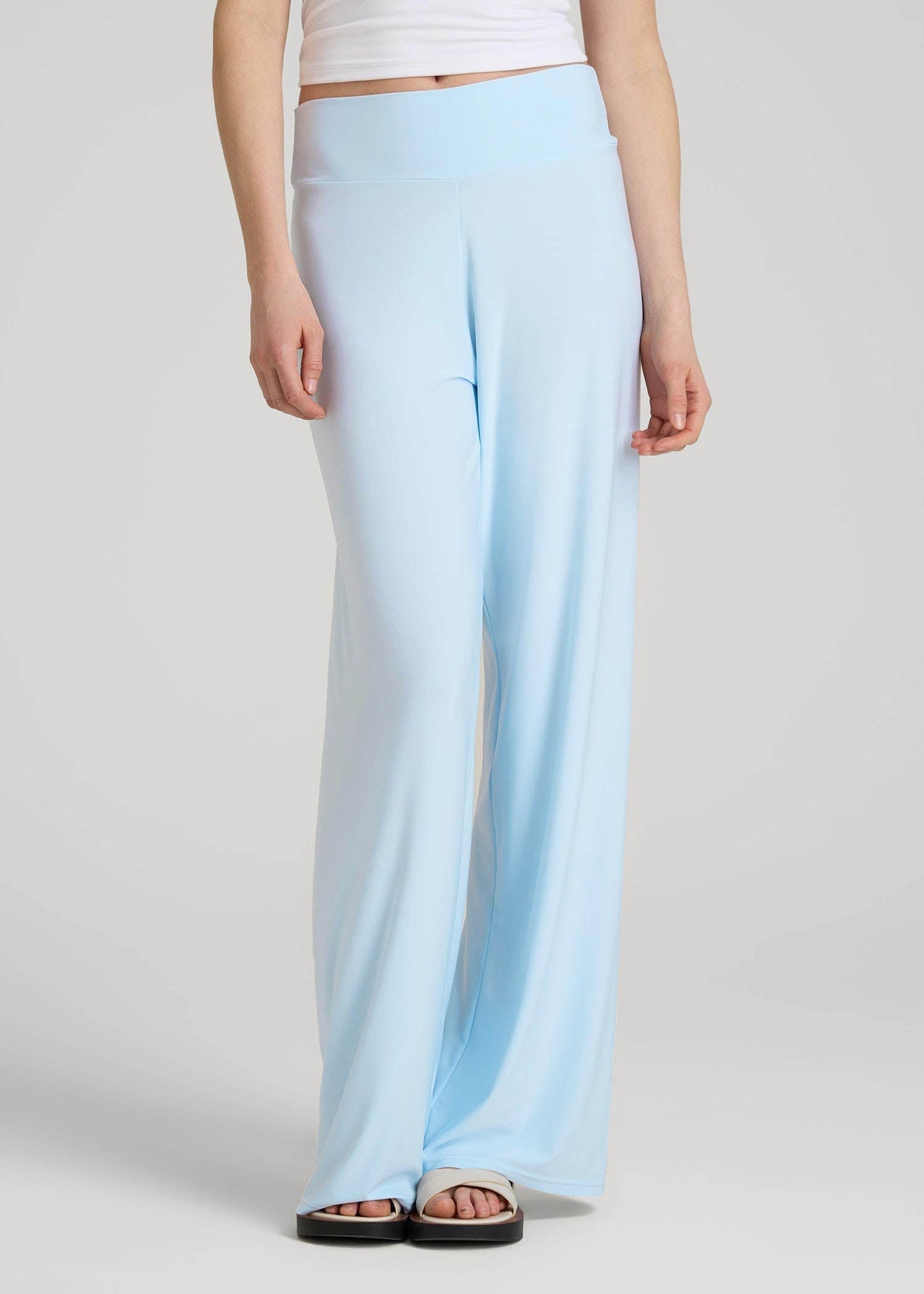 Pull-On Breezy Wide Leg Pants for Tall Women in Ice Blue