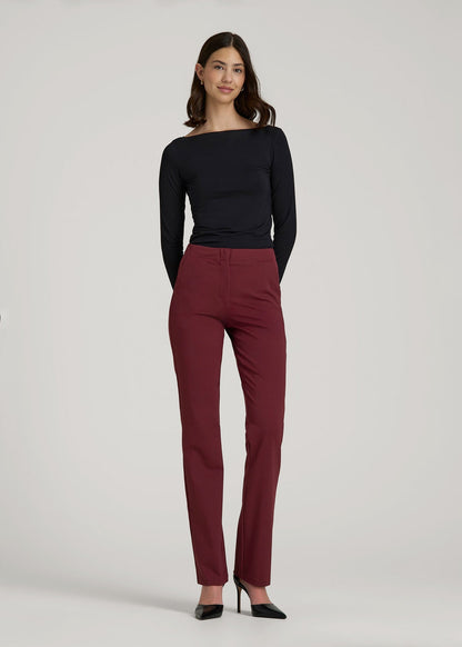 Freedom Flex Slim Straight Leg Dress Pants for Tall Women in Tawny Port