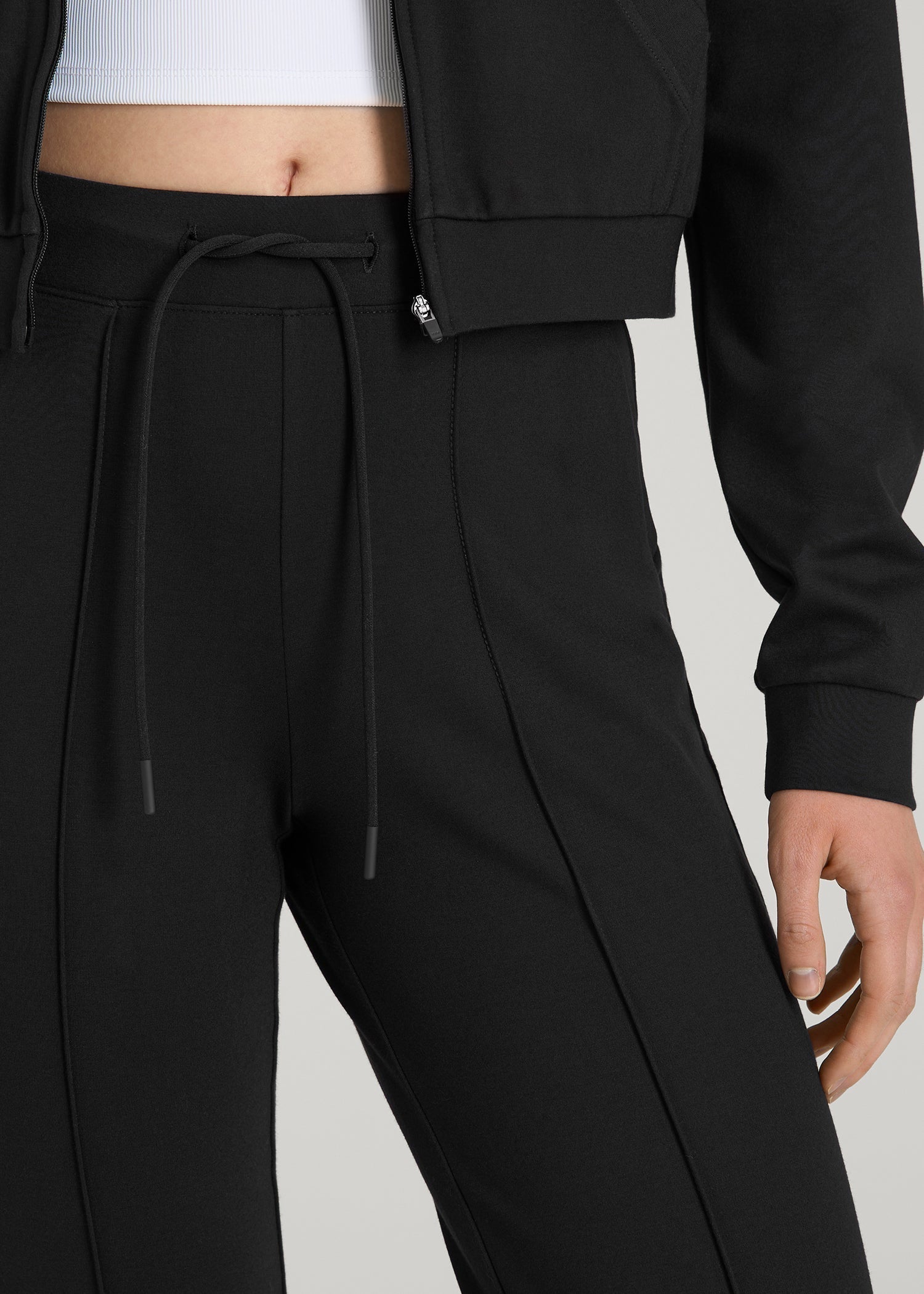 Flex Ponte Flare Pants with Drawcord for Tall Women in Black